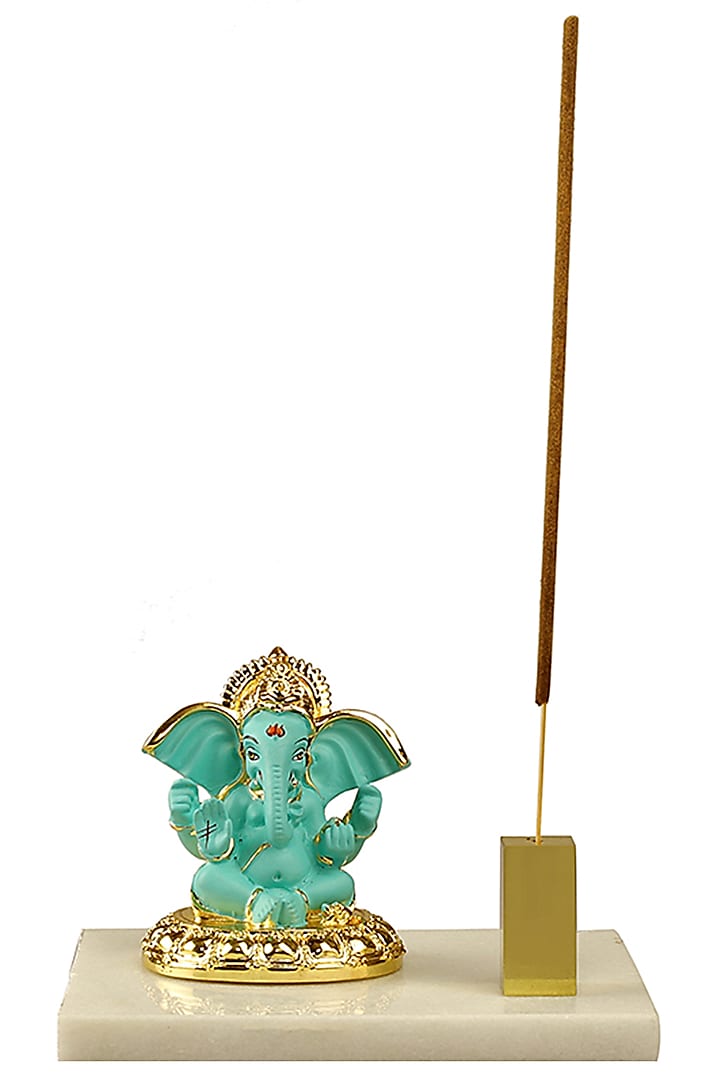 Blue & Gold Ganesha Idol With Incense Stick Holder by H2H