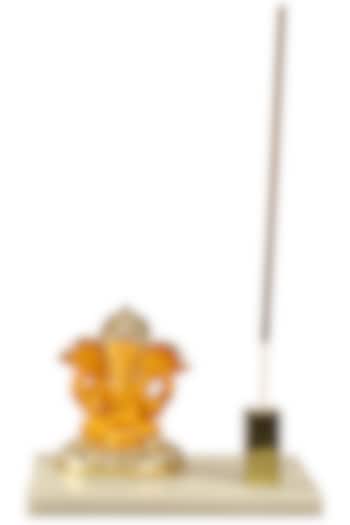 Orange & Gold Ganesha Idol With Incense Stick Holder by H2H