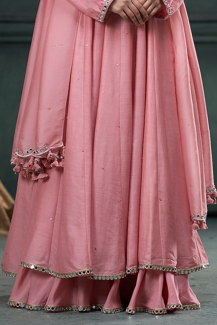 Baby Pink Moonga Silk Party Wear Anarkali Set by Hirika & Dhruti Label at Pernia's Pop Up Shop