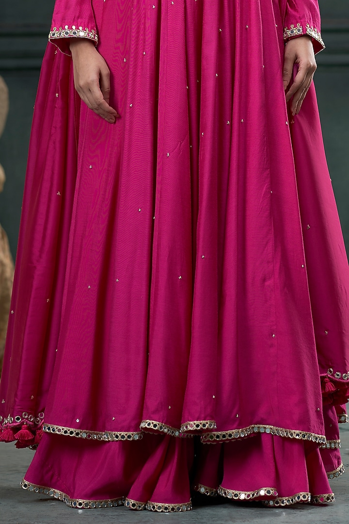 Rani Pink Moonga Silk Party Wear Anarkali Set by Hirika & Dhruti Label at Pernia's Pop Up Shop