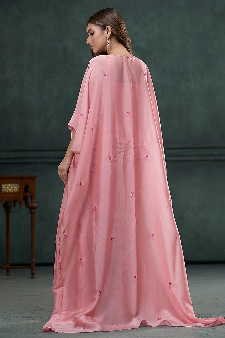 Baby Pink Munga Silk Draped Skirt Set by Hirika & Dhruti Label at Pernia's Pop Up Shop