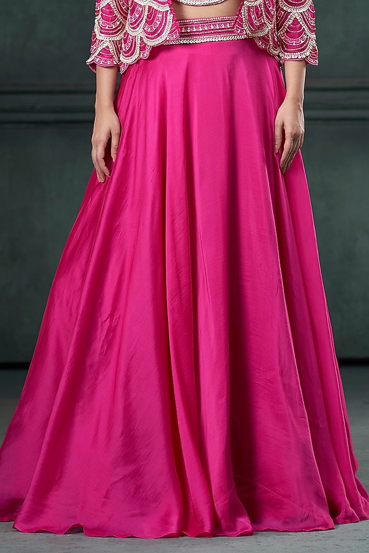 Rani Pink Organza Silk Embroidered Wedding Lehenga Set by Hirika & Dhruti Label at Pernia's Pop Up Shop