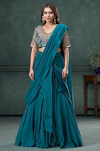 Rama Green Cotton Silk Lehenga Set by Hirika & Dhruti Label