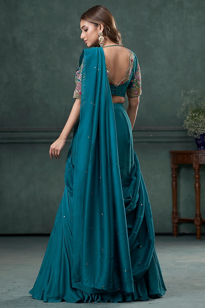 Rama Green Cotton Silk Wedding Lehenga Set by Hirika & Dhruti Label at Pernia's Pop Up Shop
