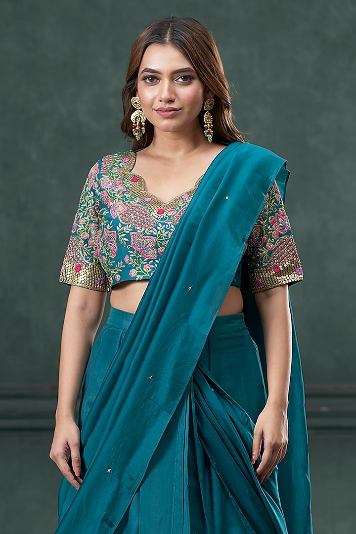 Rama Green Cotton Silk Wedding Lehenga Set by Hirika & Dhruti Label at Pernia's Pop Up Shop