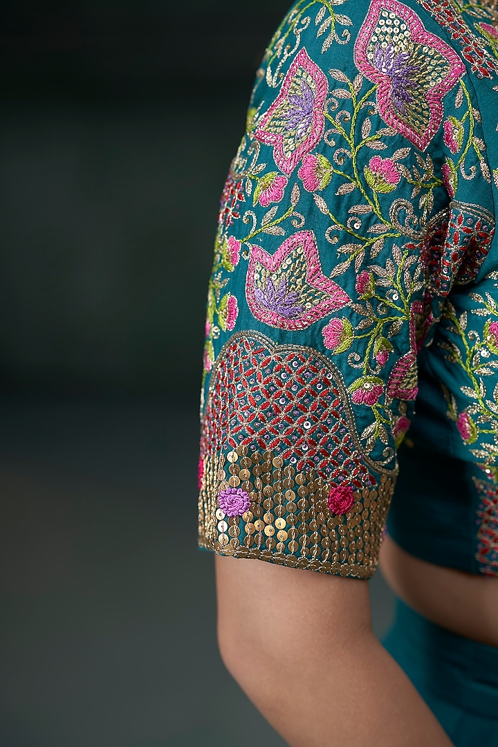 Rama Green Cotton Silk Wedding Lehenga Set by Hirika & Dhruti Label at Pernia's Pop Up Shop