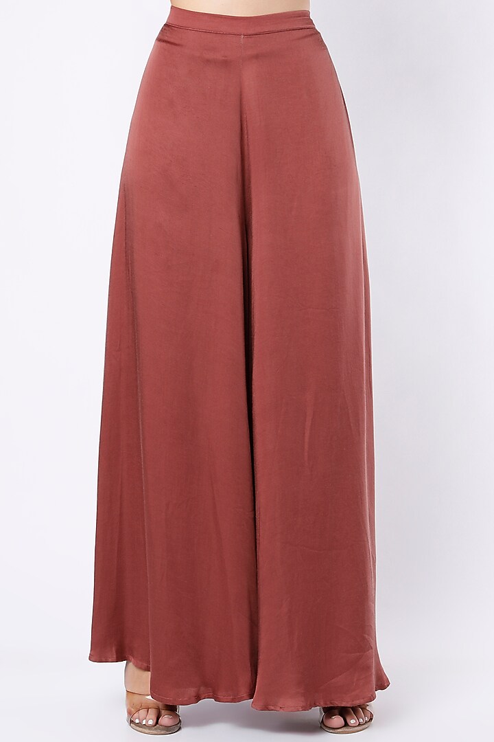 Pastel Maroon Modal Satin Party Wear Sharara Set by House of Hiya at Pernia's Pop Up Shop