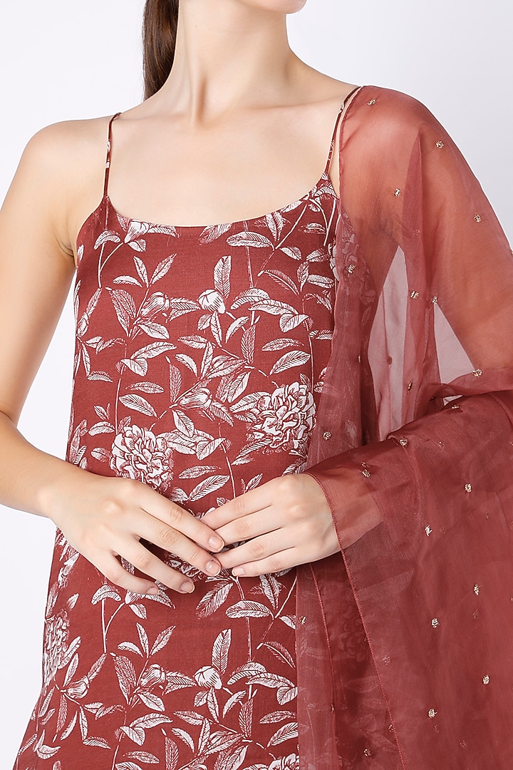Pastel Maroon Modal Satin Party Wear Sharara Set by House of Hiya at Pernia's Pop Up Shop