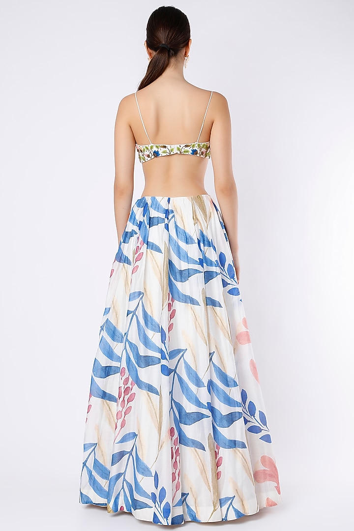 White Printed & Embroidered Wedding Lehenga Set by House of Hiya at Pernia's Pop Up Shop