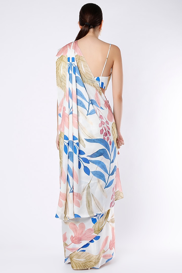 White Modal Satin Festive Saree Set by House of Hiya at Pernia's Pop Up Shop
