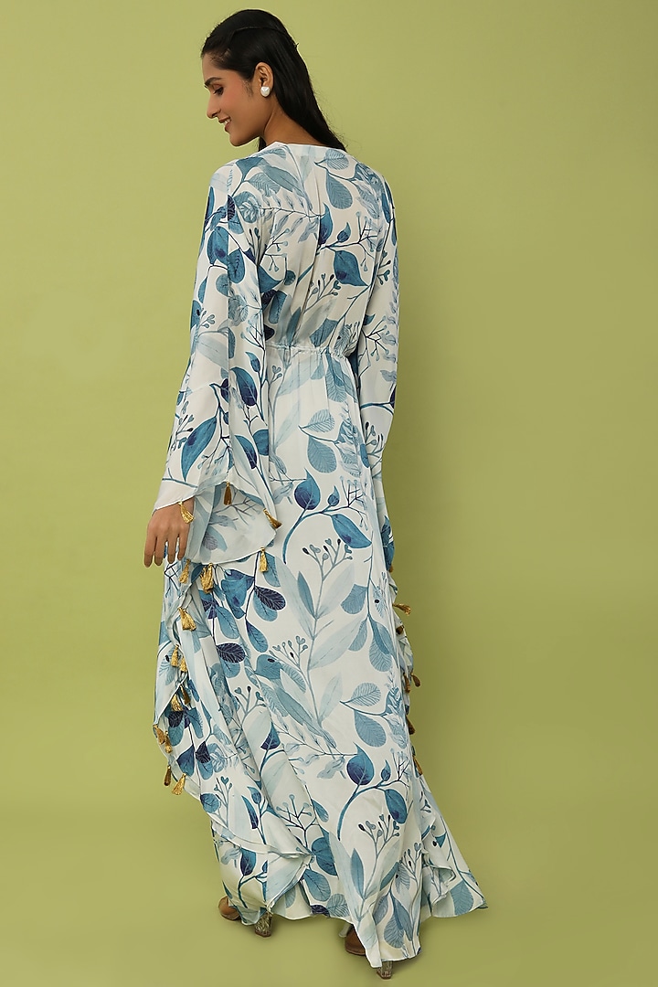 White Floral Printed Kaftan by House of Hiya at Pernia's Pop Up Shop