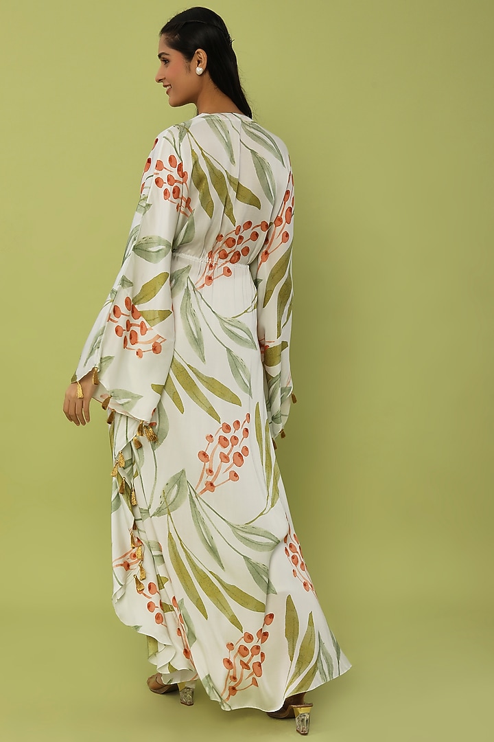 White Printed Kaftan by House of Hiya at Pernia's Pop Up Shop