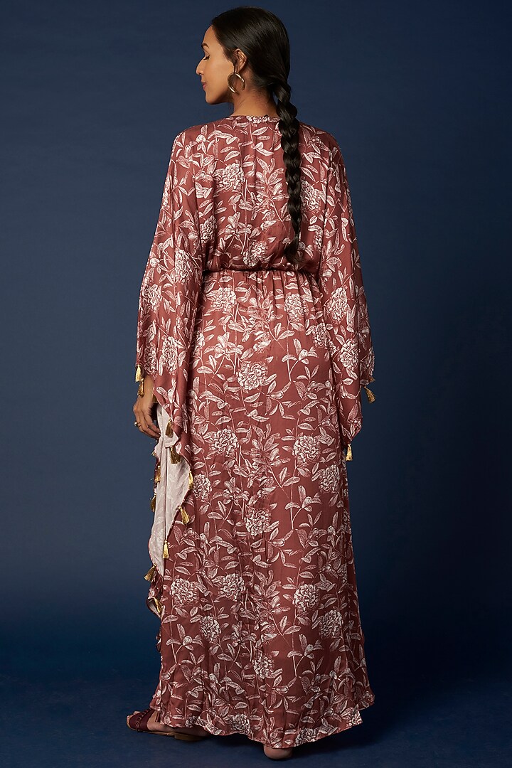 Maroon Printed Kaftan by House of Hiya at Pernia's Pop Up Shop