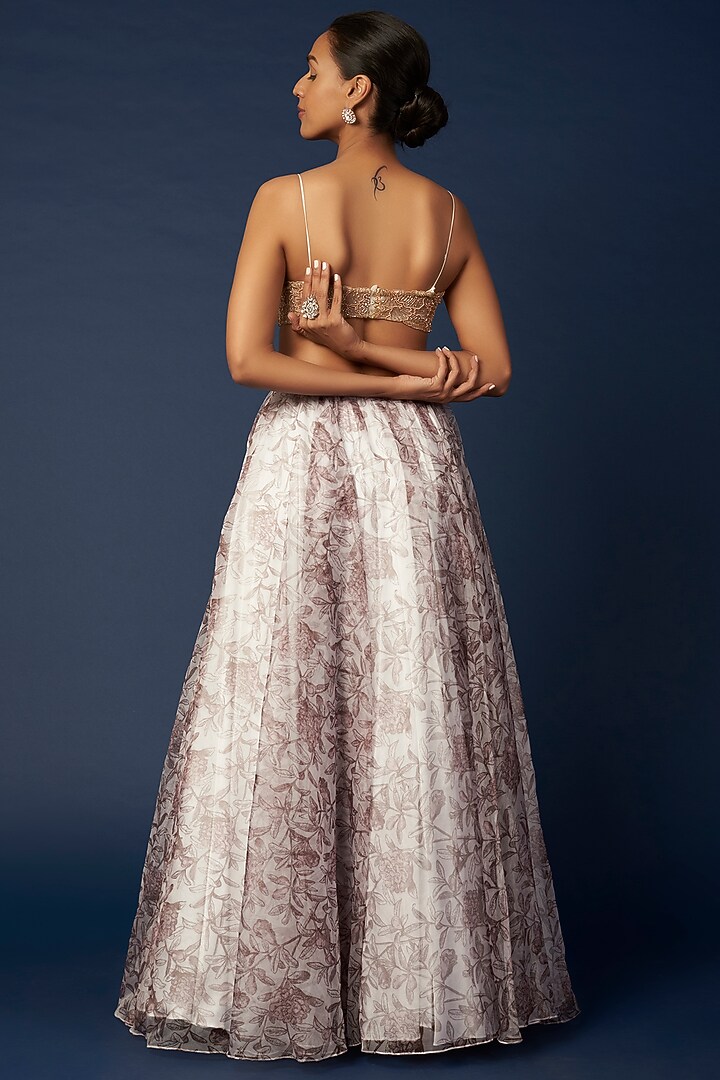 White Printed Wedding Lehenga Set by House of Hiya at Pernia's Pop Up Shop