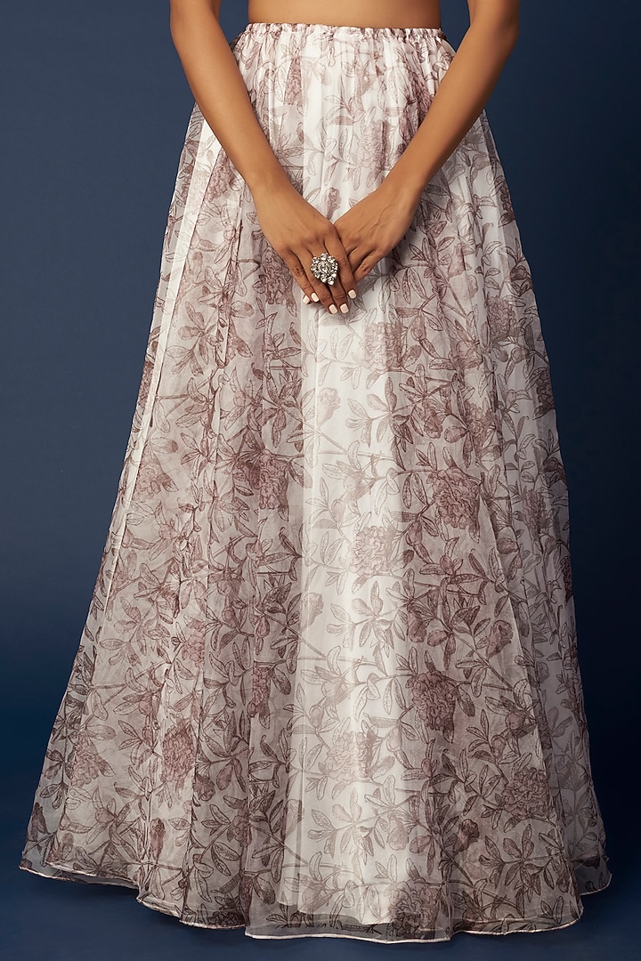 White Printed Wedding Lehenga Set by House of Hiya at Pernia's Pop Up Shop