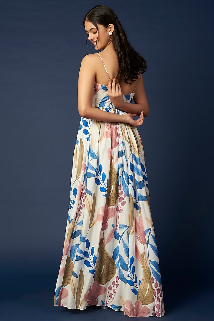 White Printed Party Wear Anarkali Set by House of Hiya at Pernia's Pop Up Shop
