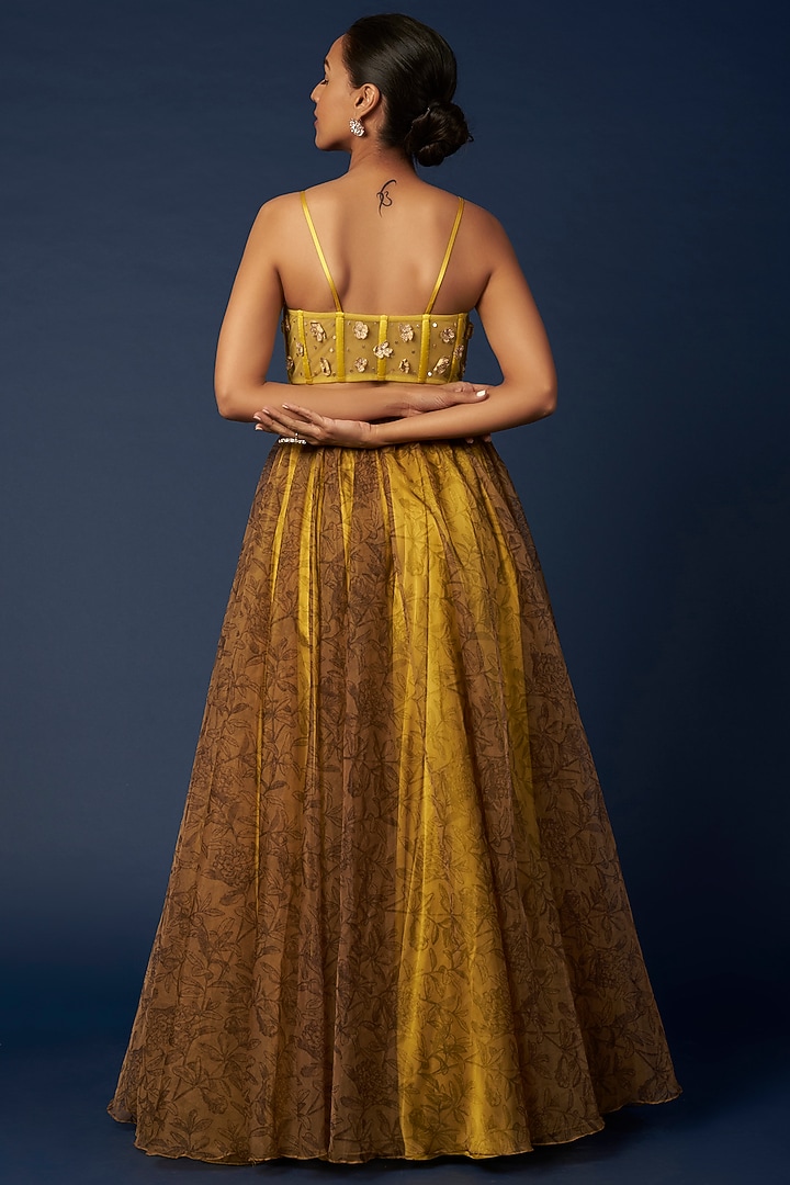 Yellow Printed Wedding Lehenga Set by House of Hiya at Pernia's Pop Up Shop