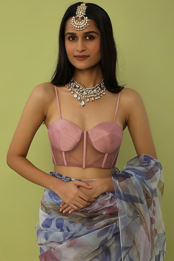 White Printed Party Wear Saree Set by House of Hiya at Pernia's Pop Up Shop