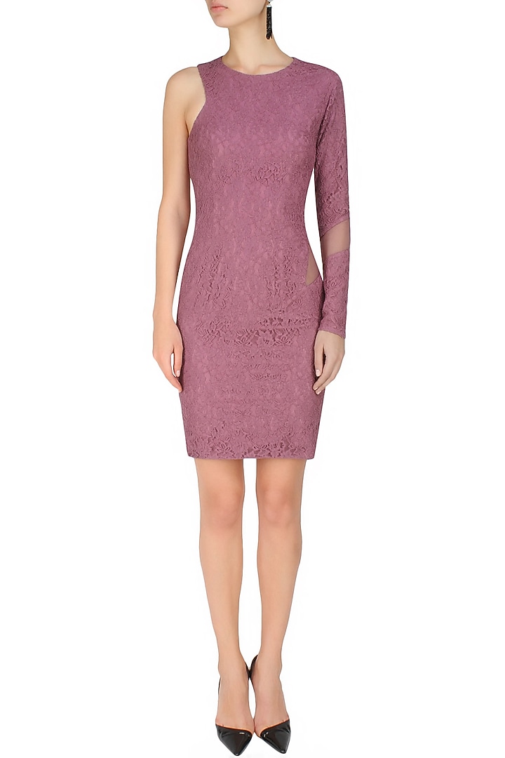 Hema Kaul presents Purple one shoulder lace dress available only at Pernia's Pop Up Shop
