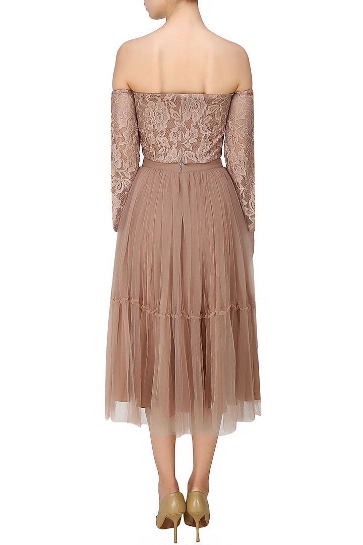Hema Kaul presents available Beige tutu tulle lace skirt only at Pernia's Pop Up Shop