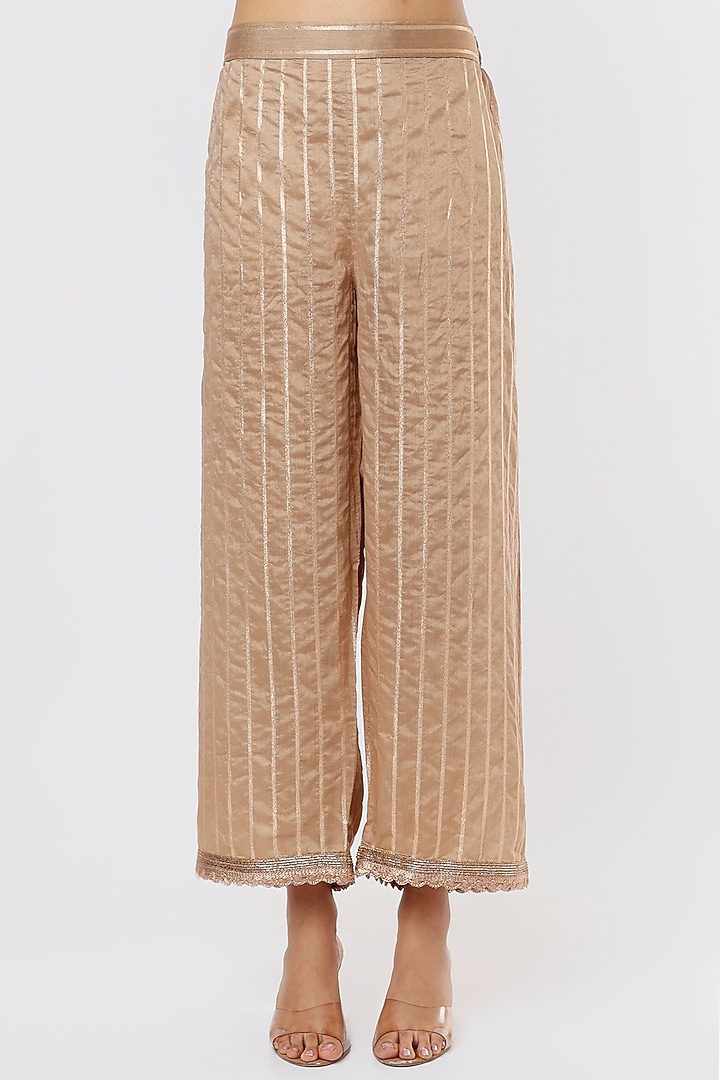 Brown Cotton Lurex Hand Embroidered Kaftan Set by HEIRLOOM by Rara Avis at Pernia's Pop Up Shop