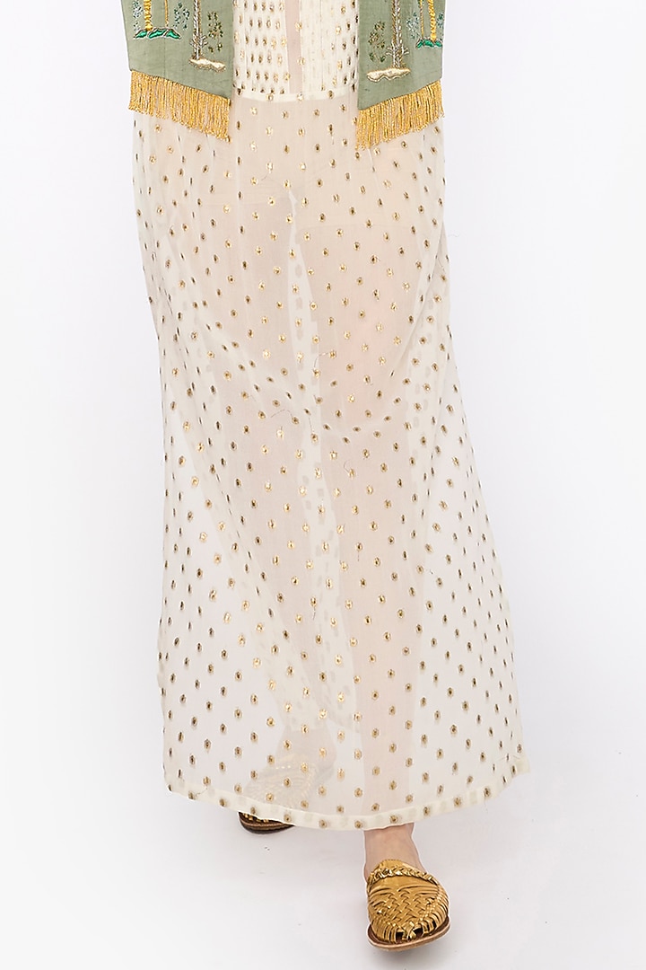 Off-White Viscose Lurex Hand Embroidered Jacket Party Wear Dress by HEIRLOOM by Rara Avis at Pernia's Pop Up Shop