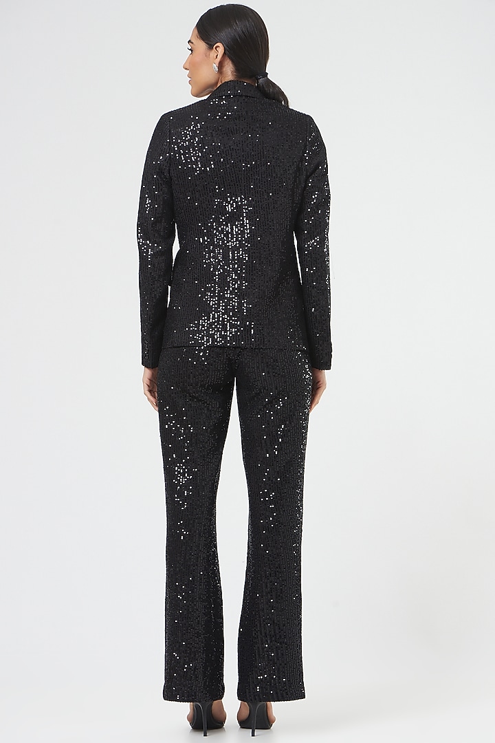 Black Net Embroidered Pants by The Hem'd at Pernia's Pop Up Shop