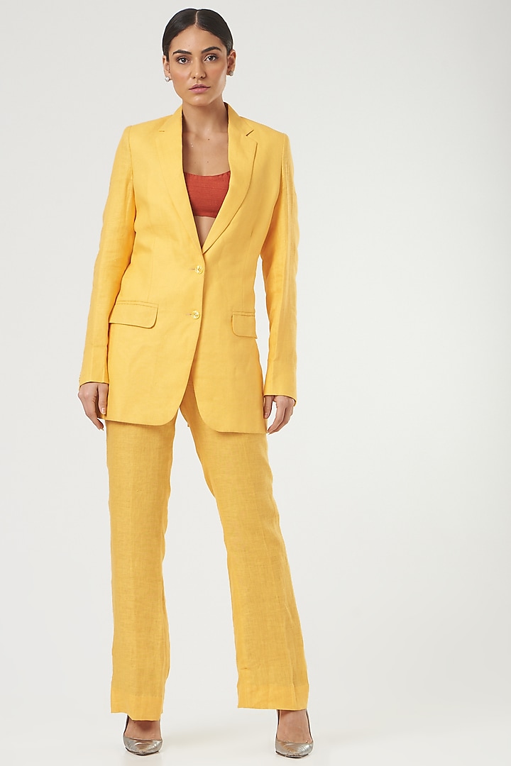 Yellow Linen Blazer Design by The Hem'd at Pernia's Pop Up Shop 2023