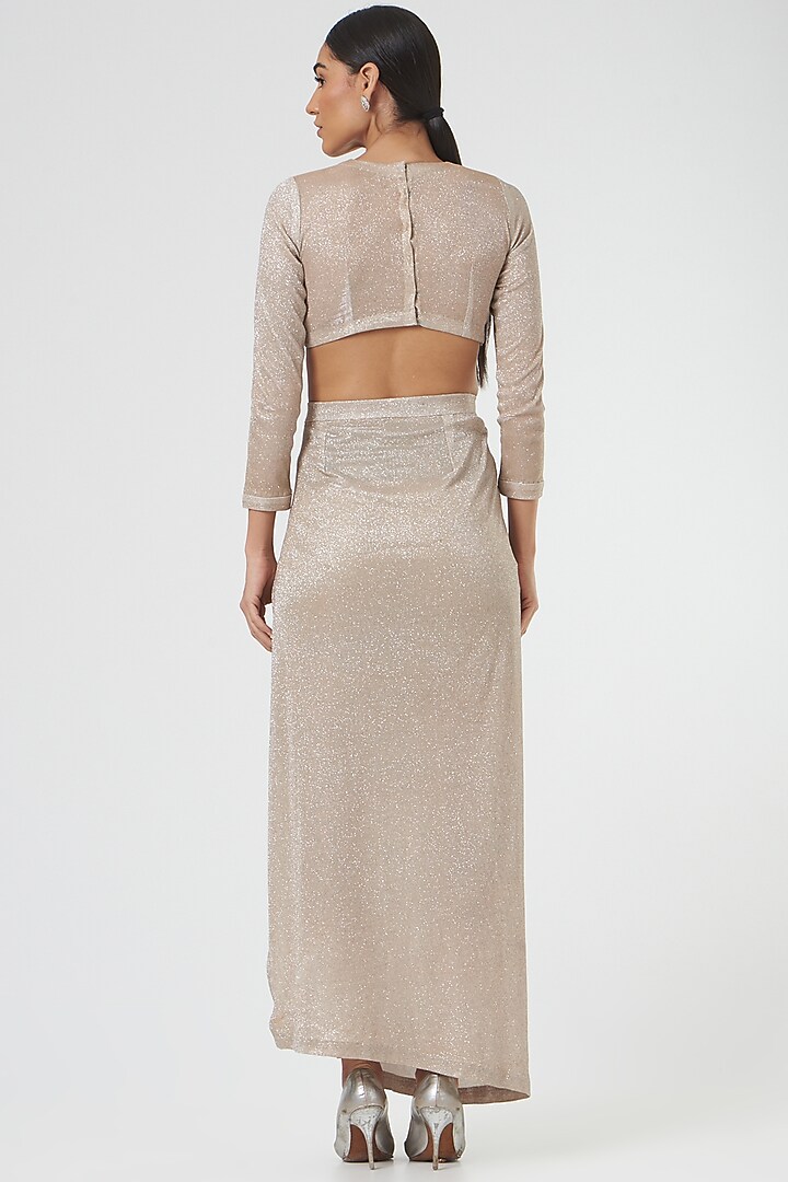 Metallic Pink Polyester Dhoti Skirt by The Hem'd at Pernia's Pop Up Shop