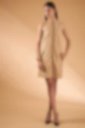 Beige Poplin Mini Dress by The Hem'd at Pernia's Pop Up Shop