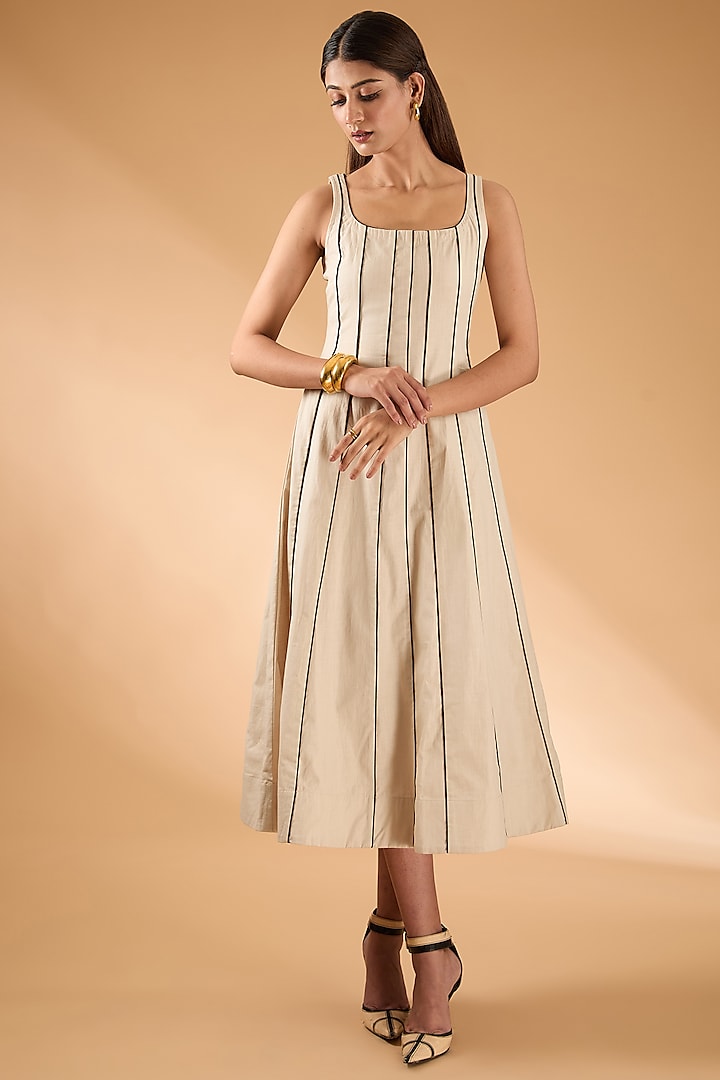 Beige Linen Dress by The Hem'd at Pernia's Pop Up Shop