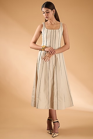 Beige Linen Dress by The Hem'd