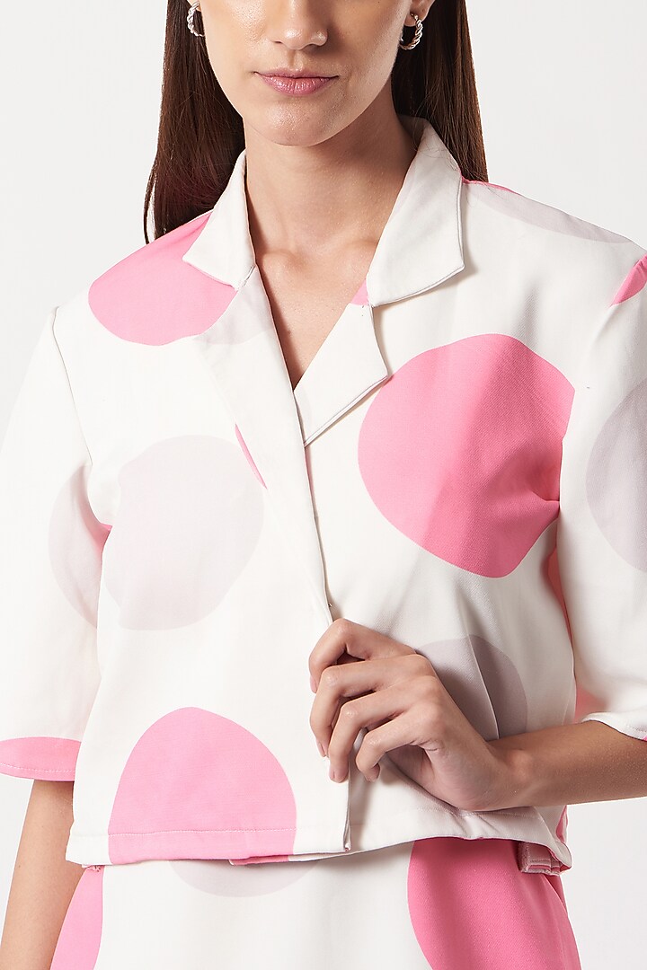 White Polka Dot Printed Summer Dress With Shacket by The Hem'd at Pernia's Pop Up Shop