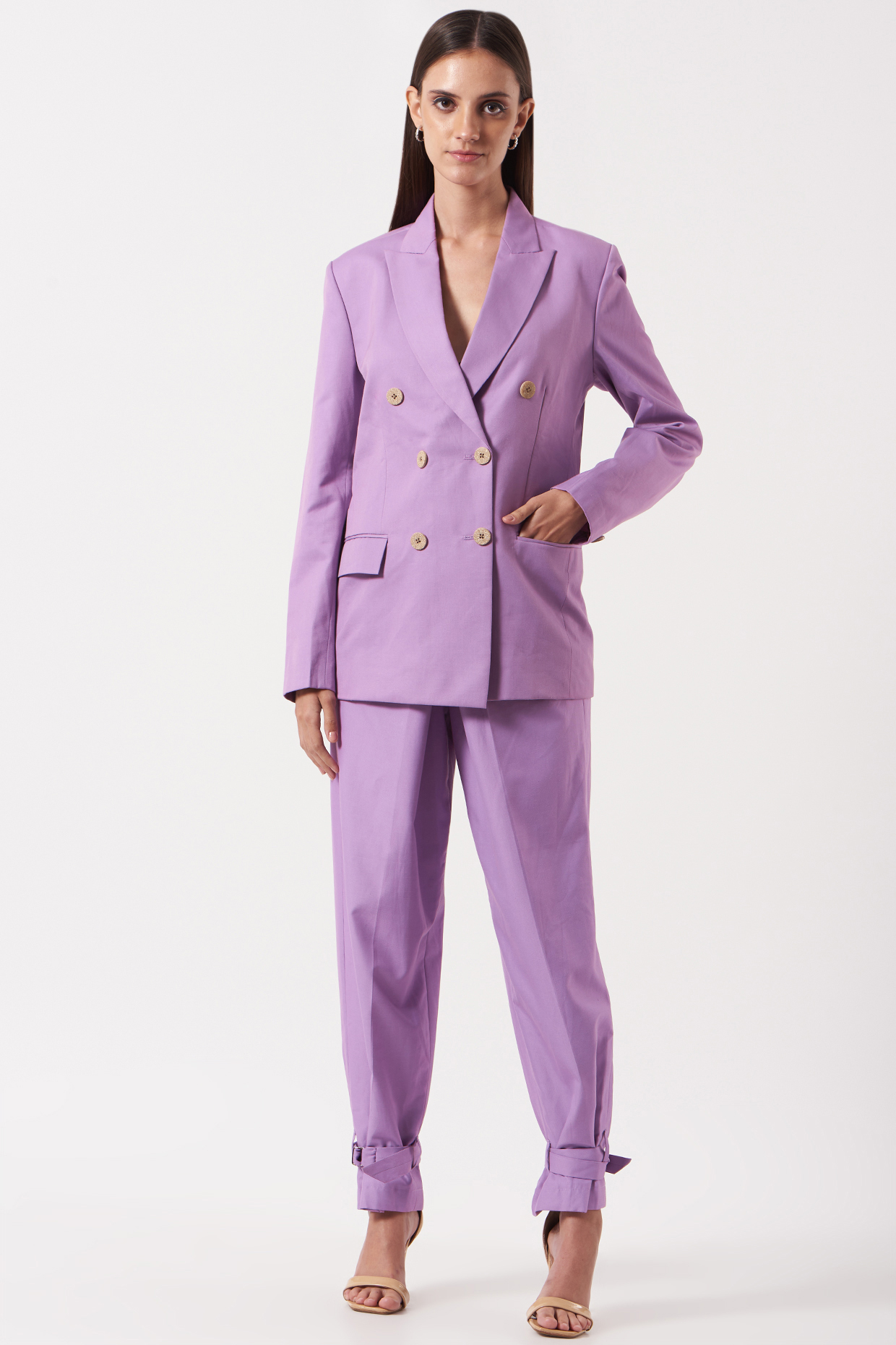 Lilac Double Breasted Blazer Design by The Hem'd at Pernia's Pop Up Shop  2023