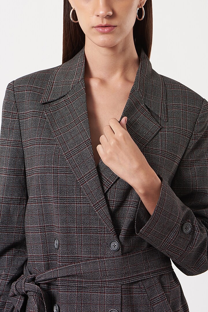 Grey Checkered Blazer Summer Dress by The Hem'd at Pernia's Pop Up Shop