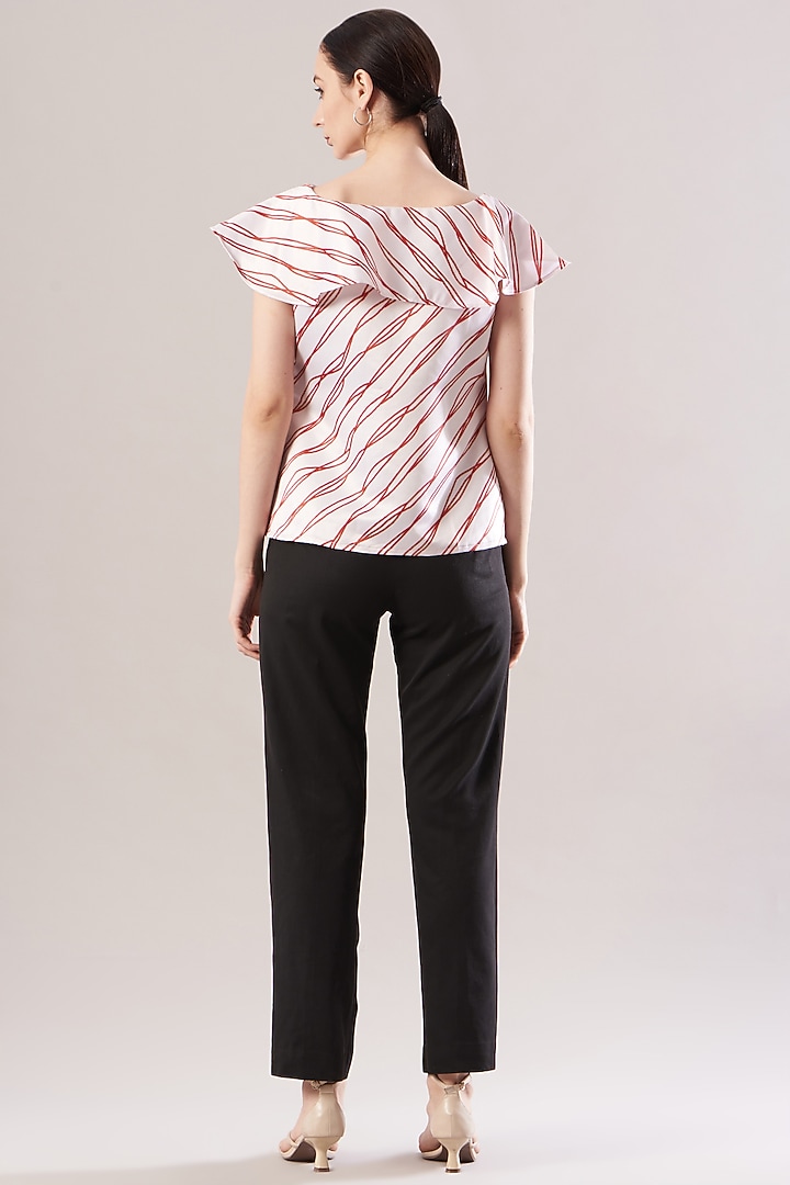 White Printed Off-Shoulder Top by The Hem'd at Pernia's Pop Up Shop