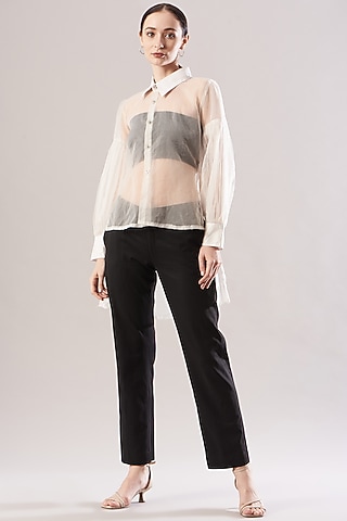 White Organza Oversized Shirt by The Hem'd