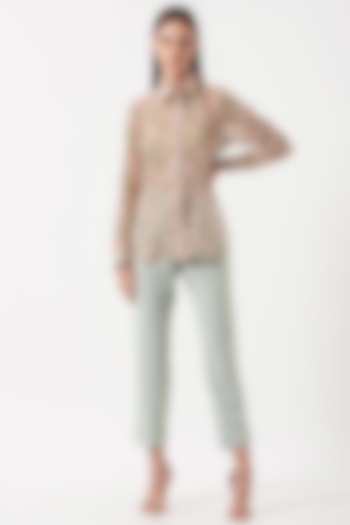 Mint Green Cotton Pants by The Hem'd at Pernia's Pop Up Shop