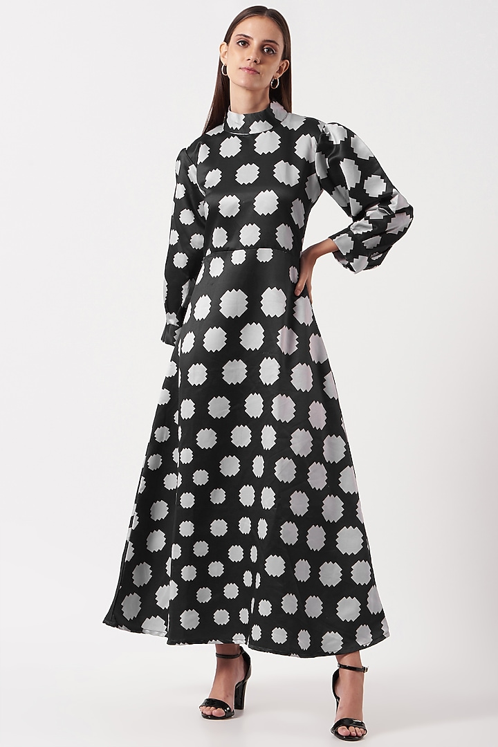 Black Printed Maxi Dress by The Hem'd