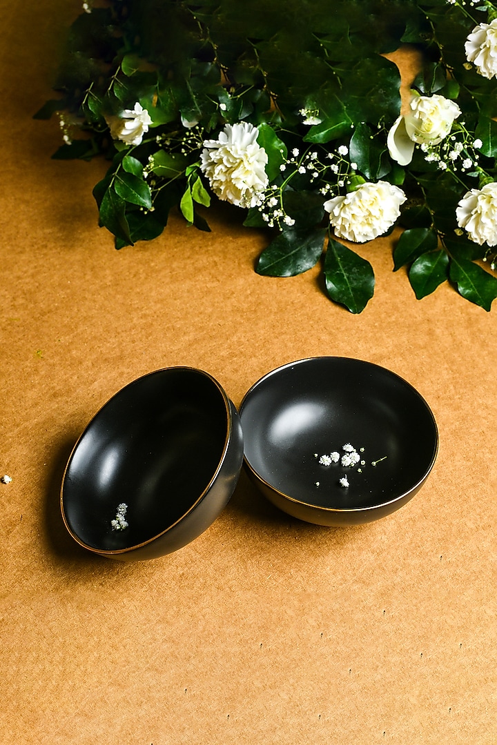 Black Matt Ceramic Bowl (Set of 2) by Home Struck