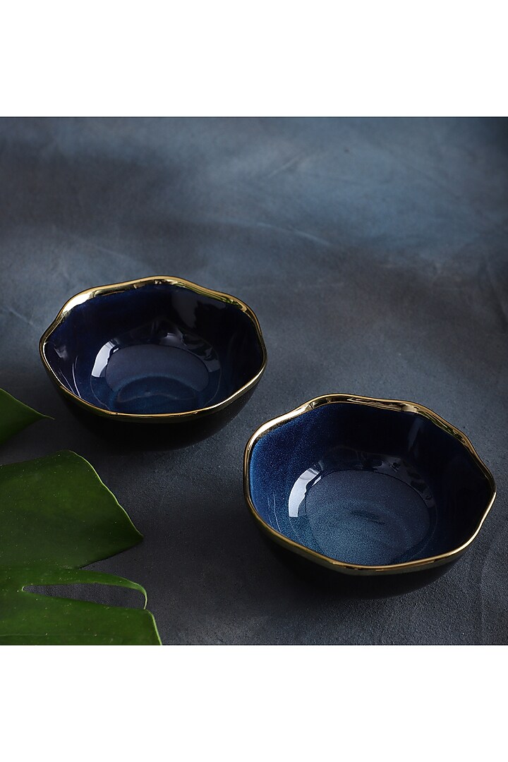 Blue Ceramic Bowl Set (Set of 2) by Home Struck at Pernia's Pop Up Shop