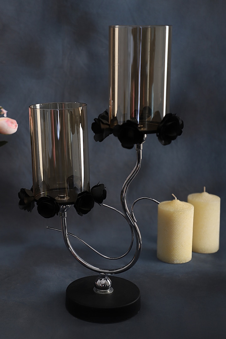 Black Metal & Glass Candle Holder by Home Struck at Pernia's Pop Up Shop