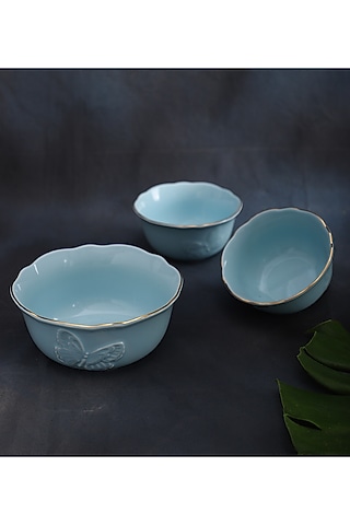 Powder Blue Ceramic Serving Bowl Set by Home Struck