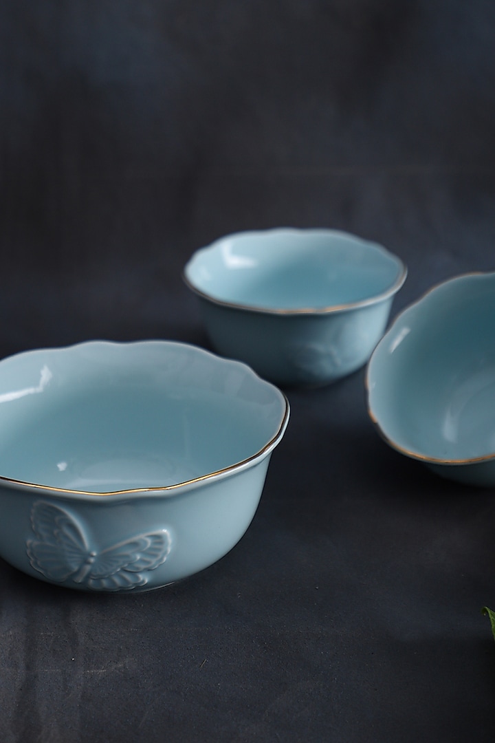 Powder Blue Ceramic Serving Bowl Set by Home Struck at Pernia's Pop Up Shop