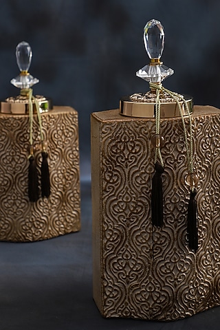 Beige Ceramic Coffee Jars With Crystal Lid by Home Struck