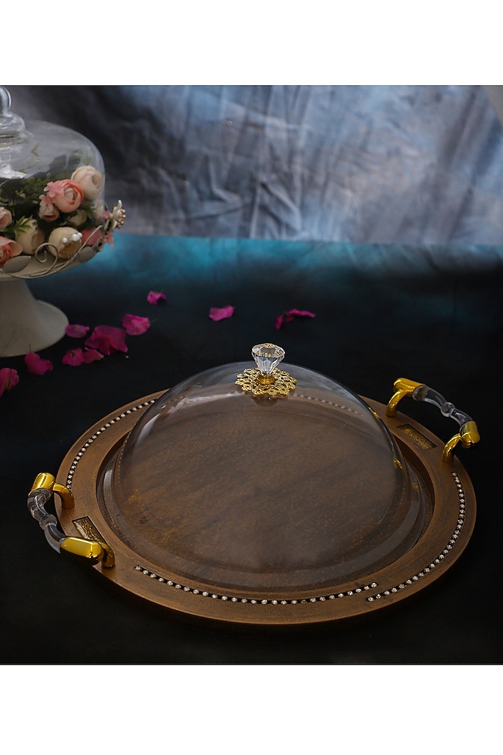 Brown & Golden MDF Wood Platter by Home Struck at Pernia's Pop Up Shop