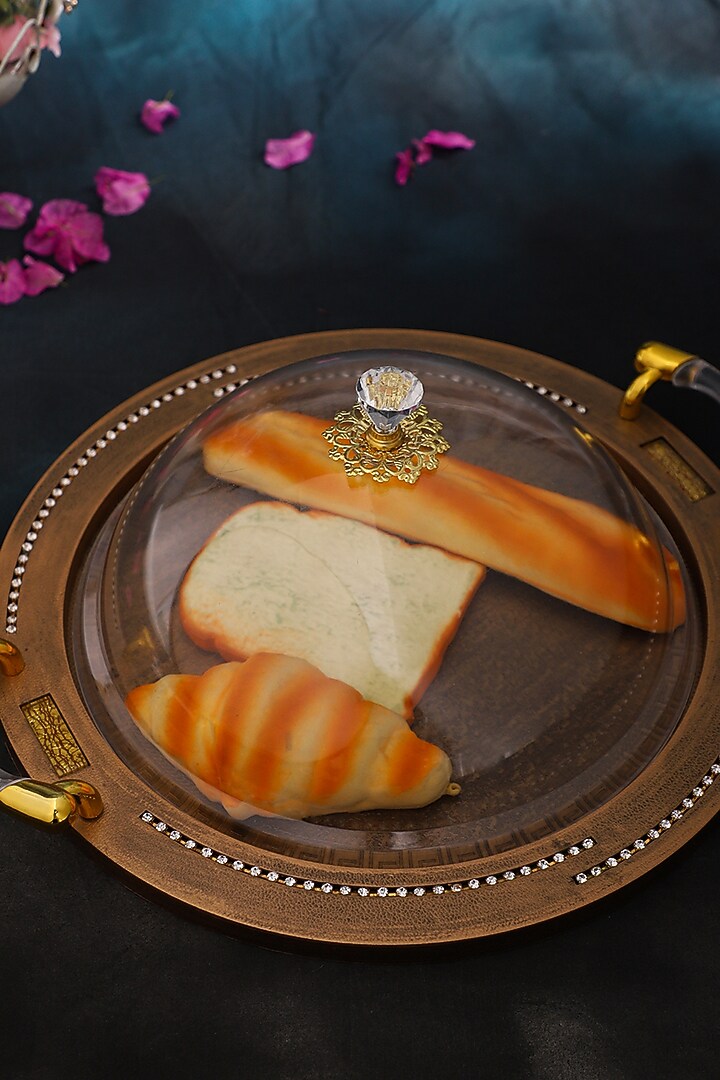 Brown & Golden MDF Wood Platter by Home Struck at Pernia's Pop Up Shop