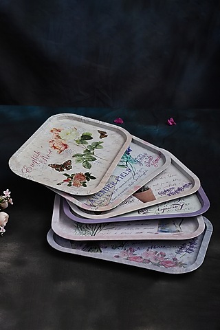 Multi-Colored Metal Tray Set by Home Struck