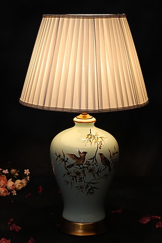 Powder Blue Ceramic Printed Lamp Shade by Home Struck