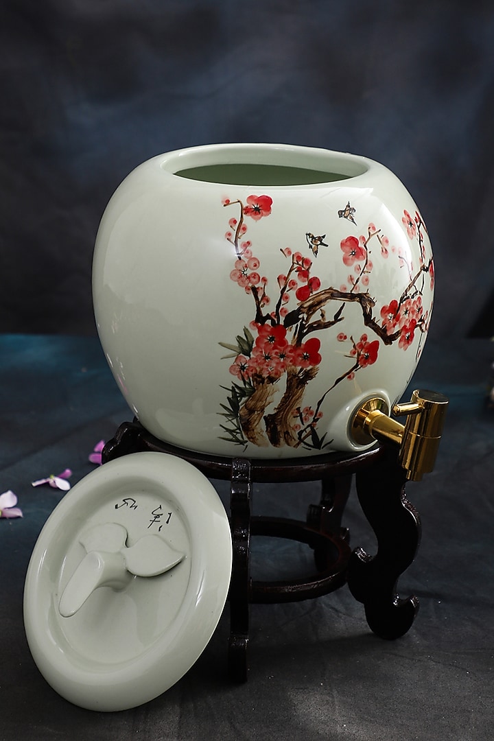Mint Green Ceramic Hand-Painted Beverage Dispenser Set by Home Struck at Pernia's Pop Up Shop